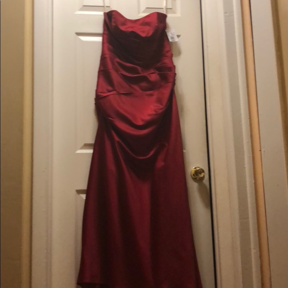 Burgundy Bridesmaid Dress (Satin) with tags